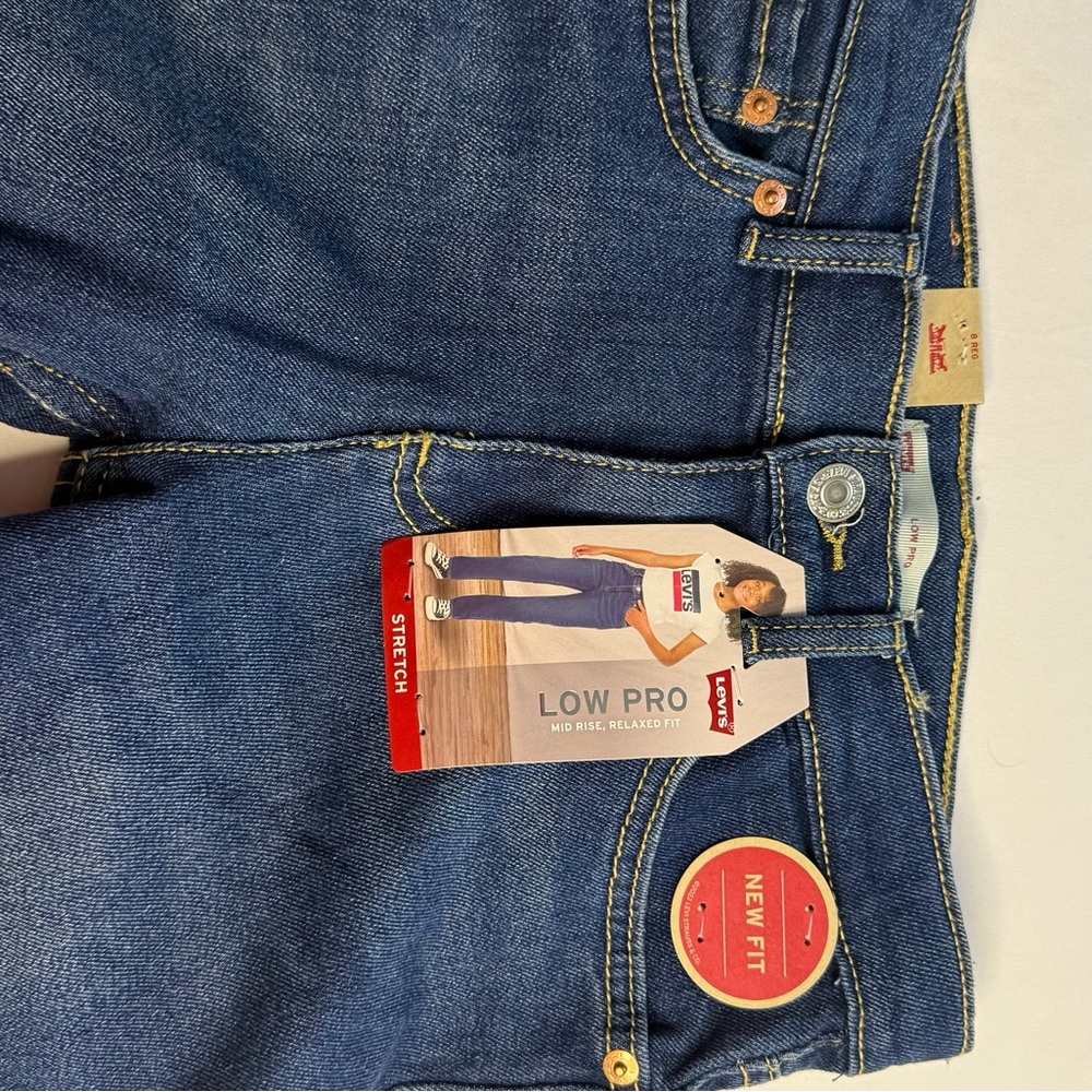 Levi's Dark Blue Stretch Low Pro Jeans with Red Label - Picture 4 of 9